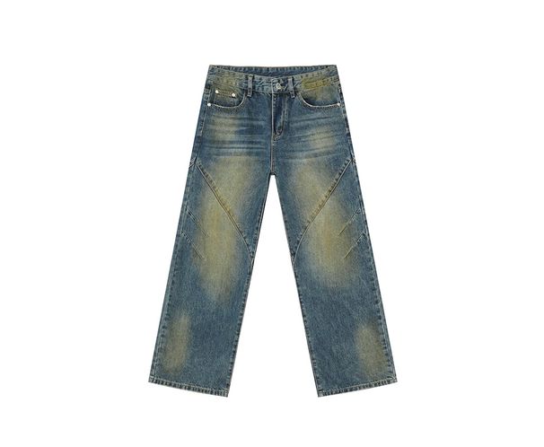 EF JEANS | 2025 Frühling Neue amerikanische Straße Färben und Altern Allmähliche Veränderung Gerade Lose Jeans Flut_voghion.com