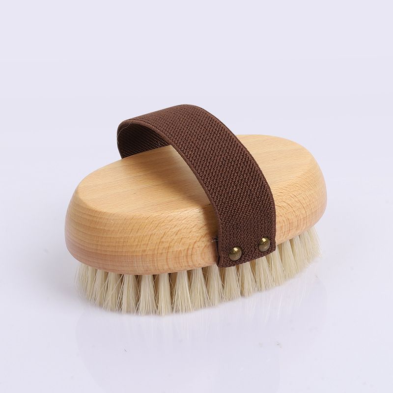 Bathing brush, pig hair, bath towel, wooden bath massage brush, dry and wet dual-purpose scrub bath brush_voghion.com