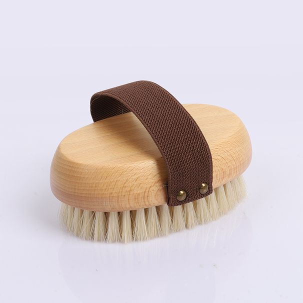 Bathing brush, pig hair, bath towel, wooden bath massage brush, dry and wet dual-purpose scrub bath brush_voghion.com