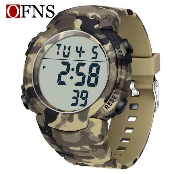Sport Digital Watch With 50m Waterproof, LED Backlight, Alarm, Stopwatch, Military Camouflage Design For Outdoor Swimming And Daily Wear_voghion.com