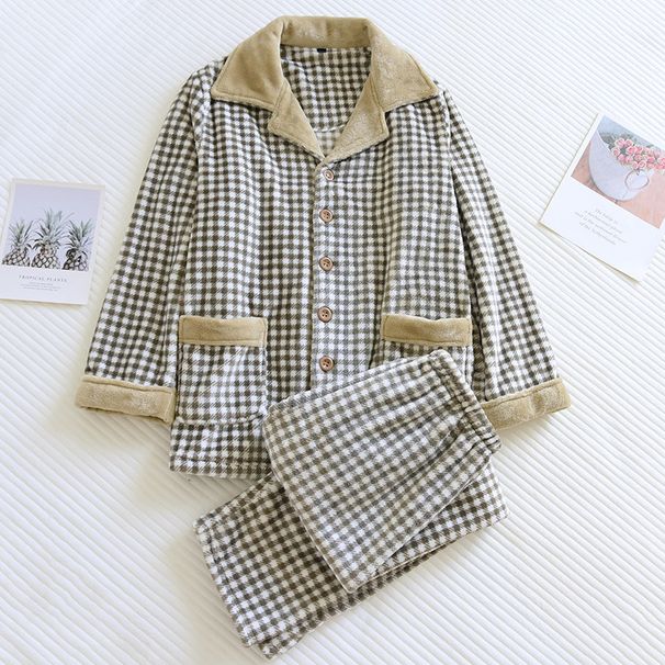 Männer Kleeder Hierscht a Wanter Männer Pyjama nei plus Samt déck waarm Männer einfach Plaid kann ausserhalb doheem Kleeder Kostüm gedroe ginn_voghion.com