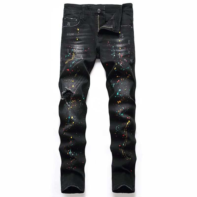 Blugi noi pentru bărbați, blugi cu picior drept elastic, la modă și ocazional_voghion.com