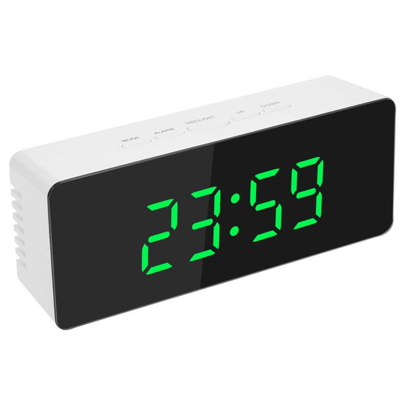 LED Nowy cyfrowy wielofunkcyjny spersonalizowany kreatywny budzik z lustrem do makijażu_voghion.com