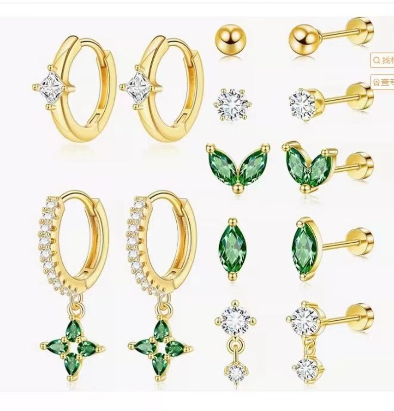 Set di orecchini di alta qualità con stella a otto punte in zircone intarsiato in stile Niche Design Light_voghion.com
