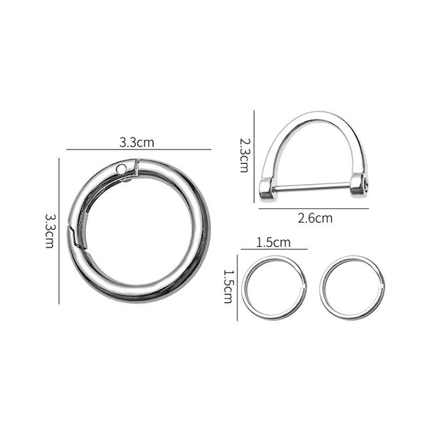 Fibbia a molla ispessita, fibbia a gancio, fibbia ad anello rotondo, anello piatto per chiavi, anello diviso, fibbia per borse, accessori, fibbia in metallo per chiavi auto_voghion.com