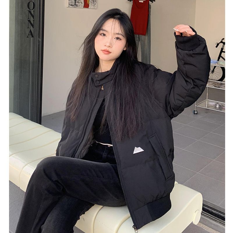 Waar staat de Orange Tree Stand? Kraag donsjack van katoen voor dames, winter effen kleur, veelzijdige neutrale stijl, los en warm_voghion.com