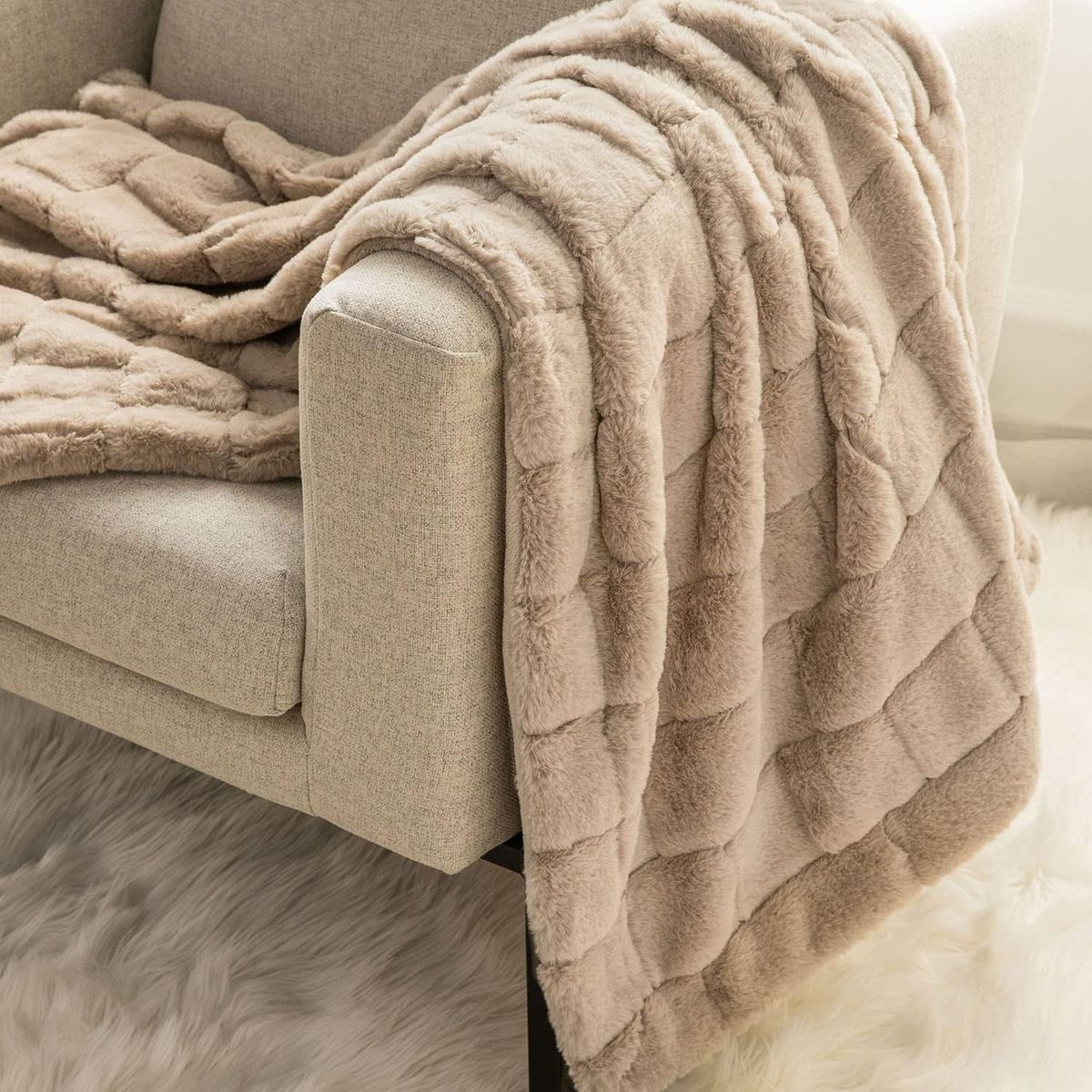 Coperta da tiro - Flanella a doppio strato ultra morbida per pisolini in ufficio e sul divano. Coperta extra spessa in peluche con texture di lusso._voghion.com