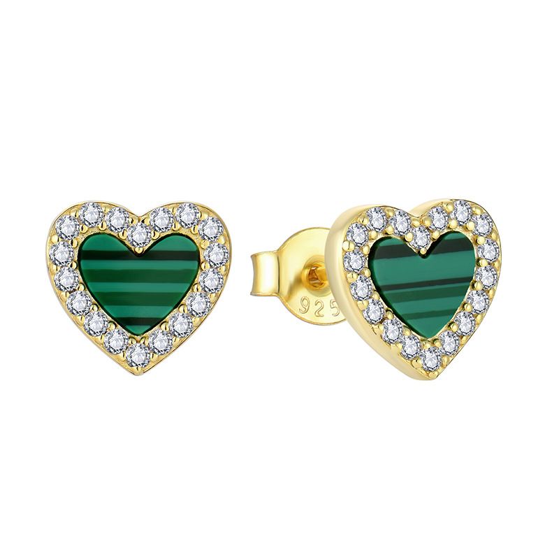 Orecchini a forma di cuore pavone orecchini donna argento sterling S925 orecchini a forma di cuore gioielli gioielli in argento_voghion.com