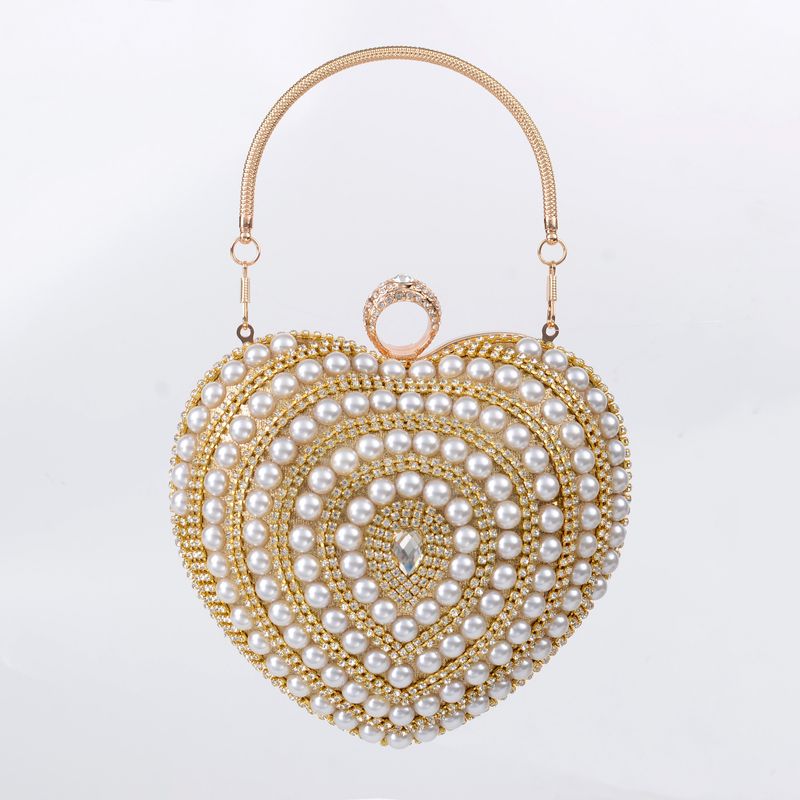 Neue Damen-Abendtasche mit Perlen-Strass-Schnalle, modisch, herzförmig, geeignet für Abendessen, Hochzeit, Party, Clutch, abnehmbar_voghion.com