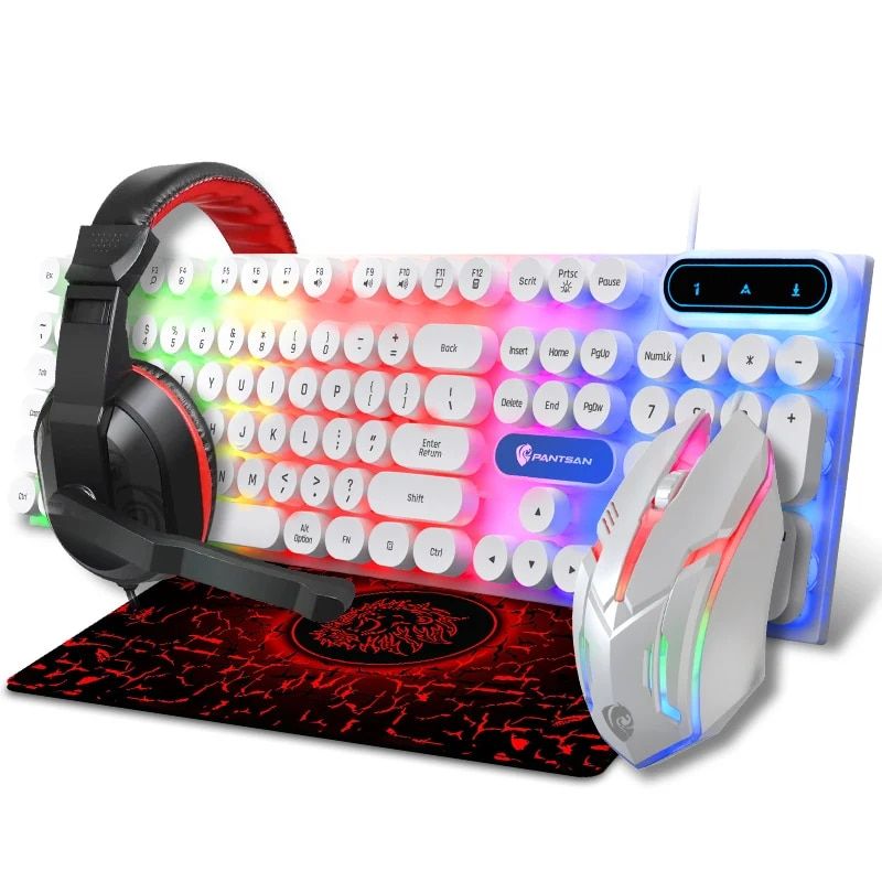 Jauns, spīdošs, tastatūras, peles, austiņu un peles paliktnis, trīs un četru daļu spēļu e-sporta komplekts_voghion.com