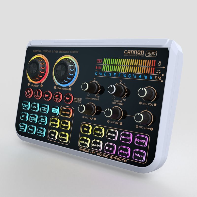 New T600 Mixer Mobile Bluetooth Soundcard Internet Celebrity Live Streaming Sound Card Black_voghion.com
