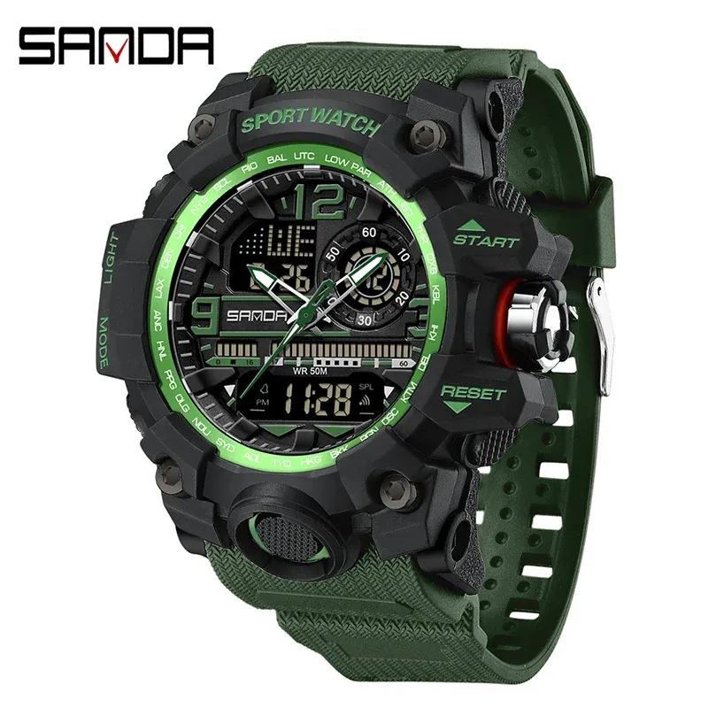 SANDA 3133 Militär Quarz Digitale Herren Armbanduhren G Stil Wasserdicht Schock Sport Uhr Für Männer LED Dual Display Reloj Hombre_voghion.com