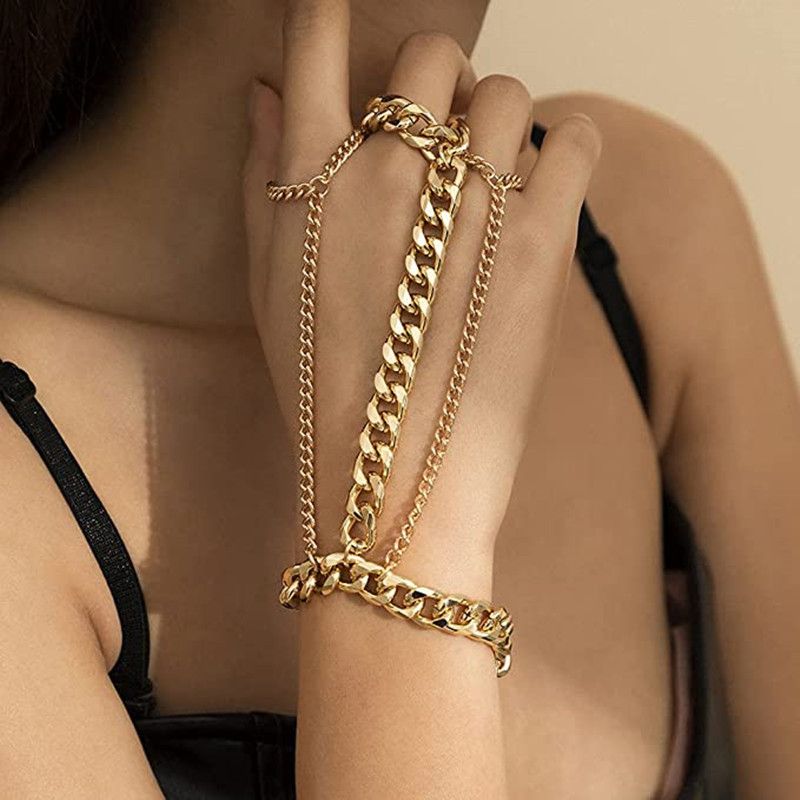 Hot Selling Punk Multi-layer Cuban Bracelet Bohemian Tassel Finger Chain_voghion.com