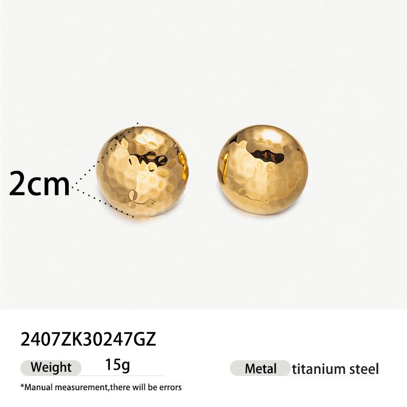 Gold Edelstahl Runde Konvexen Gewinde Ohr Studs Ins Modische Einfache Geometrische Titan Stahl Ohrringe_voghion.com