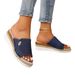 Plus-size Women's Canvas Slippers Wedged Rope Thick Soled Denim Flip-flops_voghion.com
