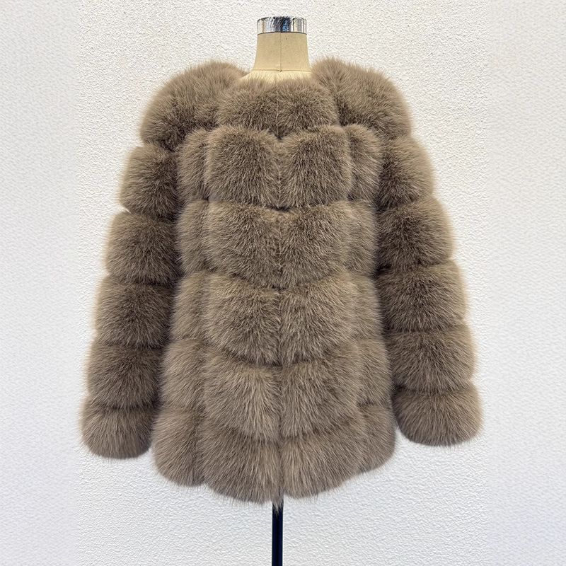 Plus Size Faux Fur Coat Women's Winter Fashion Coat Elegant Long Sleeve Office Wear (S-XXXL, Dusty Rose/Custom) - Eco-Friendly Luxe Outerwear​_voghion.com