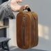 Top Layer Men's Clutch High-End Cowhide Storage Genuine Leather Toiletry Bag Simple Design_voghion.com