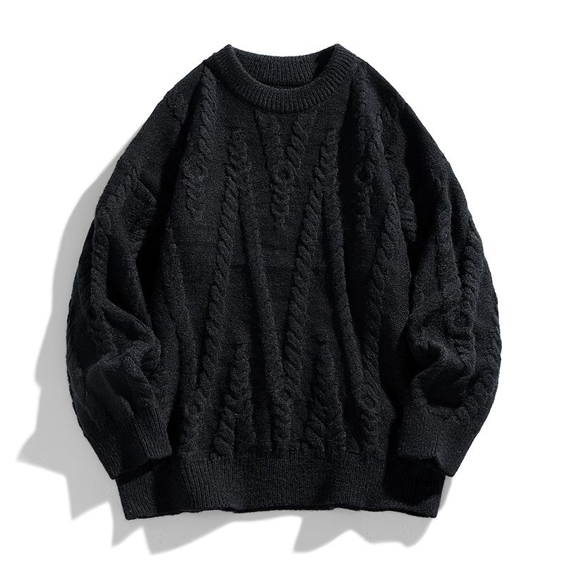 Maglione a righe da uomo in maglia - Pullover girocollo a maniche lunghe casual invernale, stile t-shirt unisex morbido e caldo_voghion.com