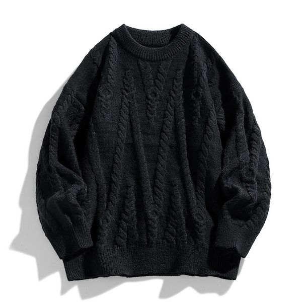 Maglione a righe da uomo in maglia - Pullover girocollo a maniche lunghe casual invernale, stile t-shirt unisex morbido e caldo_voghion.com