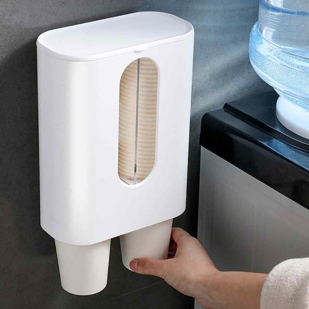 Disposable Paper Cups Dispenser Plastic Cup Holder For Water Dispenser Wall Mounted Automatic Cup Storage Rack Cups Container_voghion.com