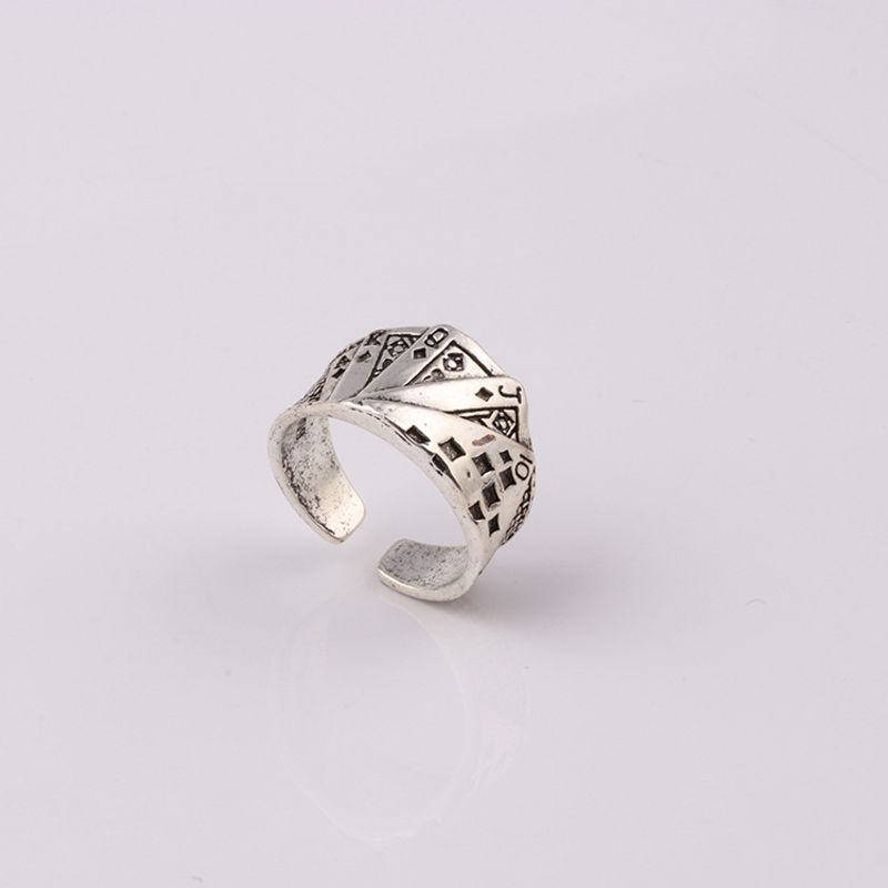Personlig spillekortring, trendy dominerende natklubber til mænd og kvinder, tilbehør til ring med samme blomstermotiv_voghion.com