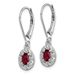 Sterling Silver Rhodium Plated Diamond And Lab Created Ruby Dangle Leverback Earrings_voghion.com