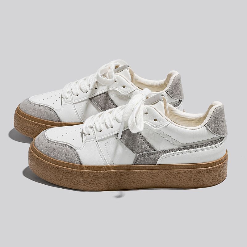 2024 Primavera Studente in pelle Tela versatile Edizione coreana da donna Sport e tempo libero Fondo piatto alla moda Piccolo bianco_voghion.com