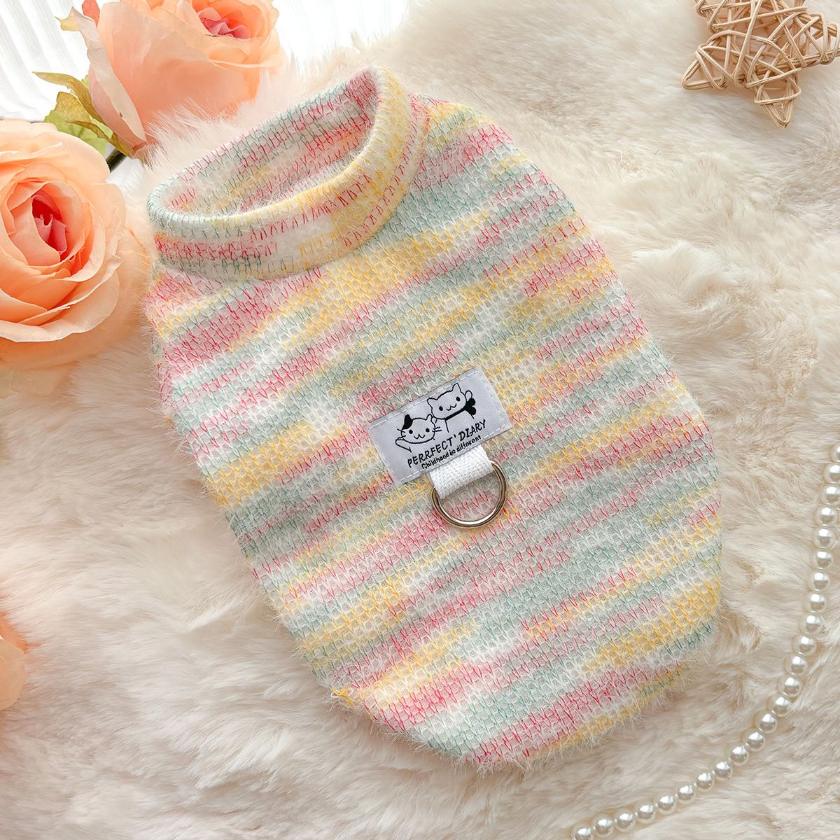 Maglione lavorato a maglia autunno inverno Bichon Teddy Pomeranian Cane di piccola taglia Gatto Vestiti Manica lunga Semplice pile elastico_voghion.com