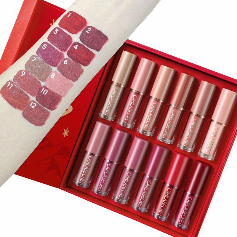 Ensemble de glaçage à lèvres bicolore mat et imperméable, antiadhésif, rouge à lèvres de Noël qui ne se décolore pas_voghion.com