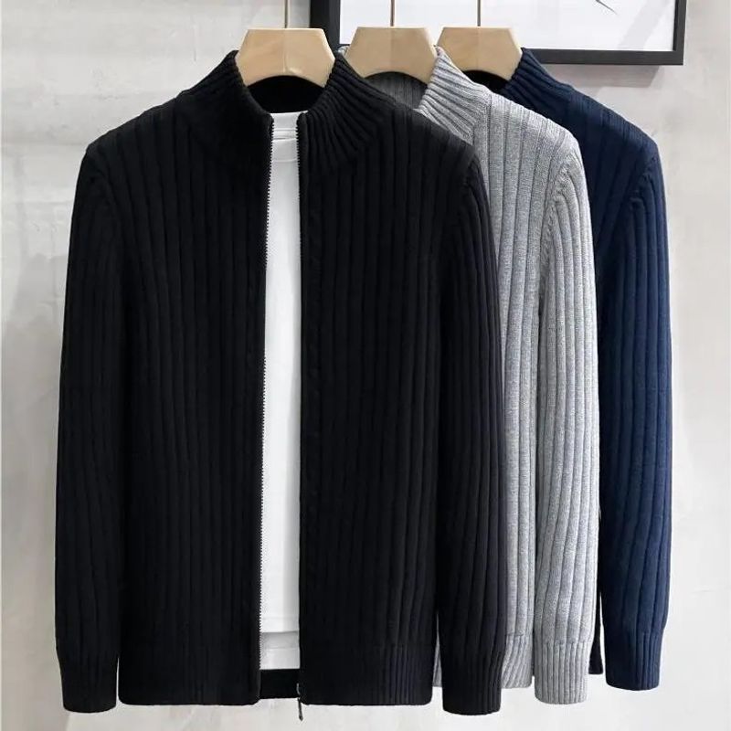 Men's Clothing autumn new style knitted cardigan solid color high end stylish style fashion trend personality jacket tops men_voghion.com