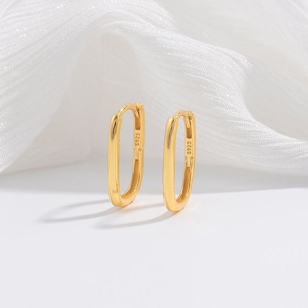 Orecchini a bottone a forma di U con nodo di bambù in argento puro, personalità hip-hop, zirconi intarsiati, orecchini a blocco quadrato liscio SE34_voghion.com