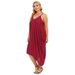 Women's  Plus Size  V Neck Strappy Irregular Loose  Pocket Dress_voghion.com