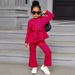 Mother & Kids Girls Suit Long Sleeved Knitted Casual Pullover Multi Color Flared Trousers Sweater Two Piece Suit_voghion.com