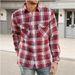 Men’s Flannel Plaid Shirt – Soft Brushed Polyester Long Sleeve Casual Button-Up (Red/Navy/Orange)_voghion.com