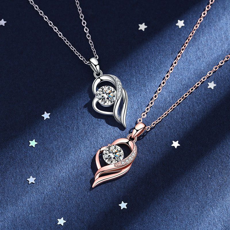 Collana in argento sterling S925 ti amo per sempre ciondolo moissanite abito da sposa femminile regalo di festa_voghion.com