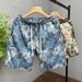 Peony Printed Shorts, Men's Trendy And Personalized Five Piece Pants, 2024 New Men's Ruffled And Handsome Internet Famous Half Cut Pants_voghion.com