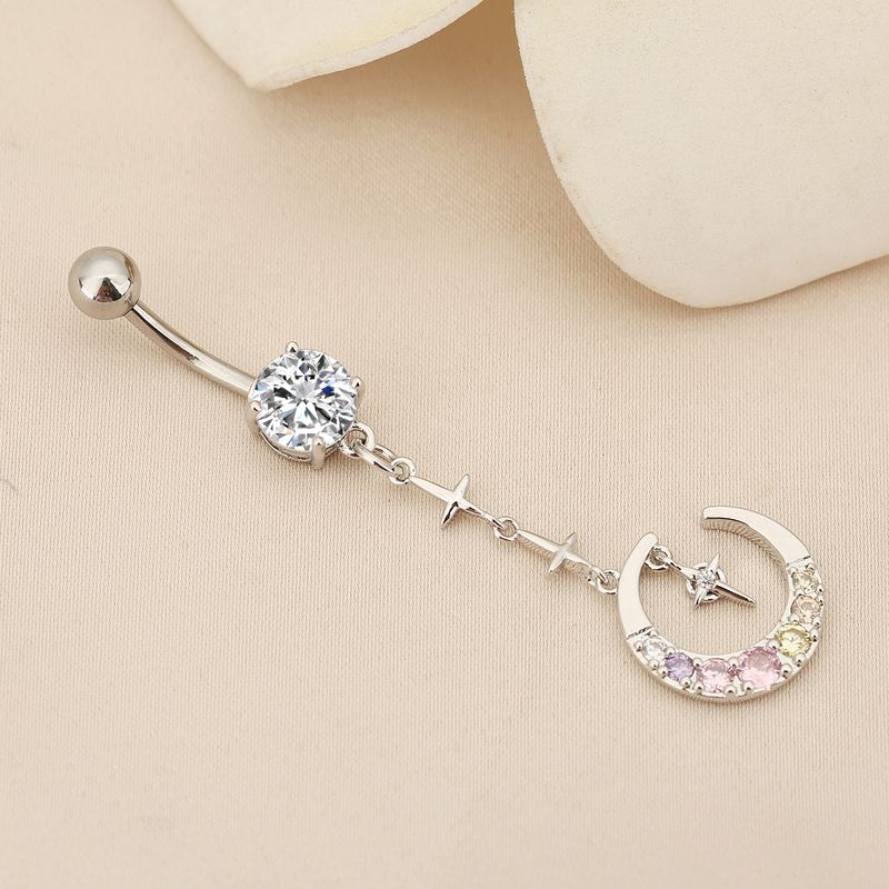 Bunter Bauchnabelring mit Stern und Mond – hypoallergener Körperschmuck mit Quastendesign_voghion.com