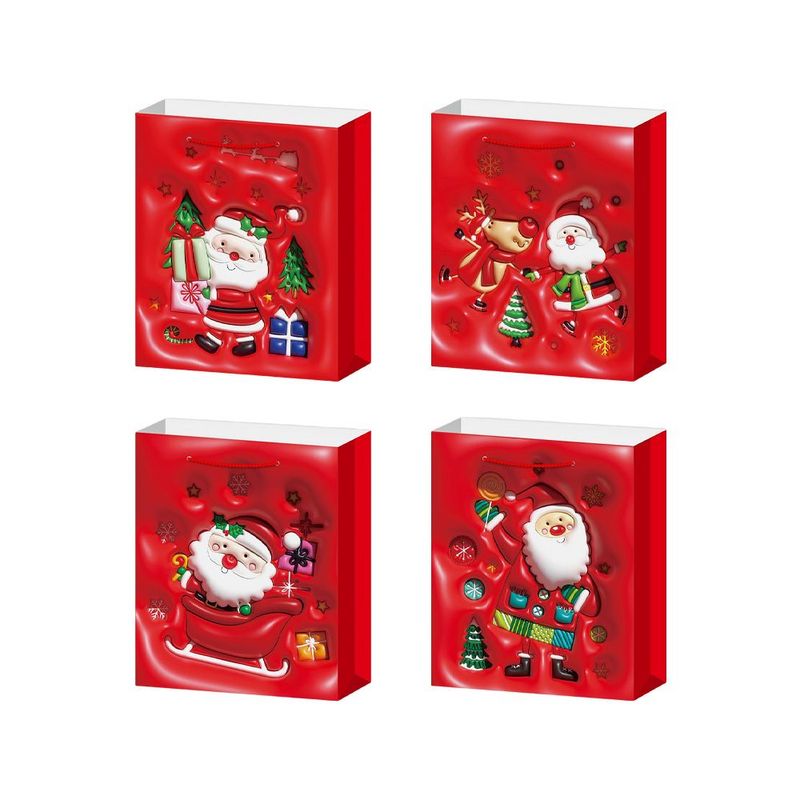 12-Pack Red Christmas Gift Bags Assorted Sizes With Handles Trees, Cartoon Holiday Birthday, And Parties, 12Pcs_voghion.com