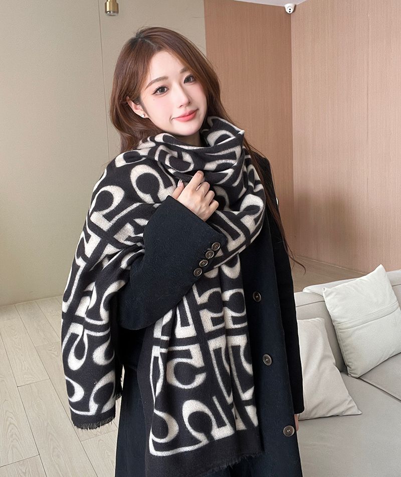 Nuova sciarpa a righe geometriche in cashmere autunno inverno, stile etnico, scialle da studente, sciarpa da coppia spessa e calda_voghion.com