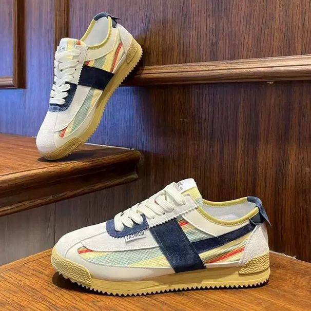 Scarpe da ginnastica alla moda da uomo - Scarpe casual traspiranti con suola in PVC leggera e comoda soletta in EVA - Design classico con lacci bassi_voghion.com