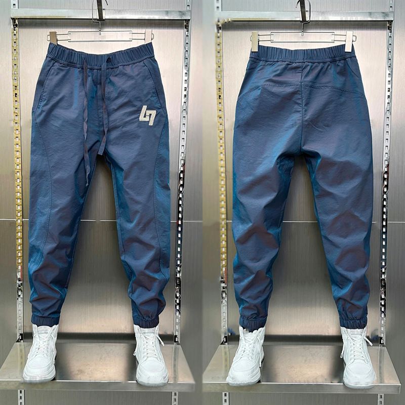 Teenage Clothing thin quick-drying harem pants men's embroidery youth trend slim fit casual nine-point pants_voghion.com