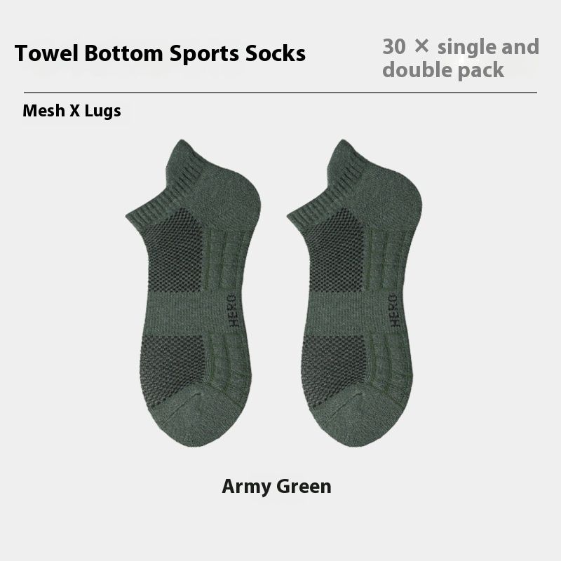 Dünne, kurze Herrensocken für den Sommer, Sportsocken mit Handtuchsohle, Laufsocken für Herren mit Knöchelschutz, flache Socken ohne Knochen_voghion.com