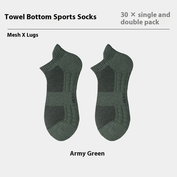 Dünne, kurze Herrensocken für den Sommer, Sportsocken mit Handtuchsohle, Laufsocken für Herren mit Knöchelschutz, flache Socken ohne Knochen_voghion.com