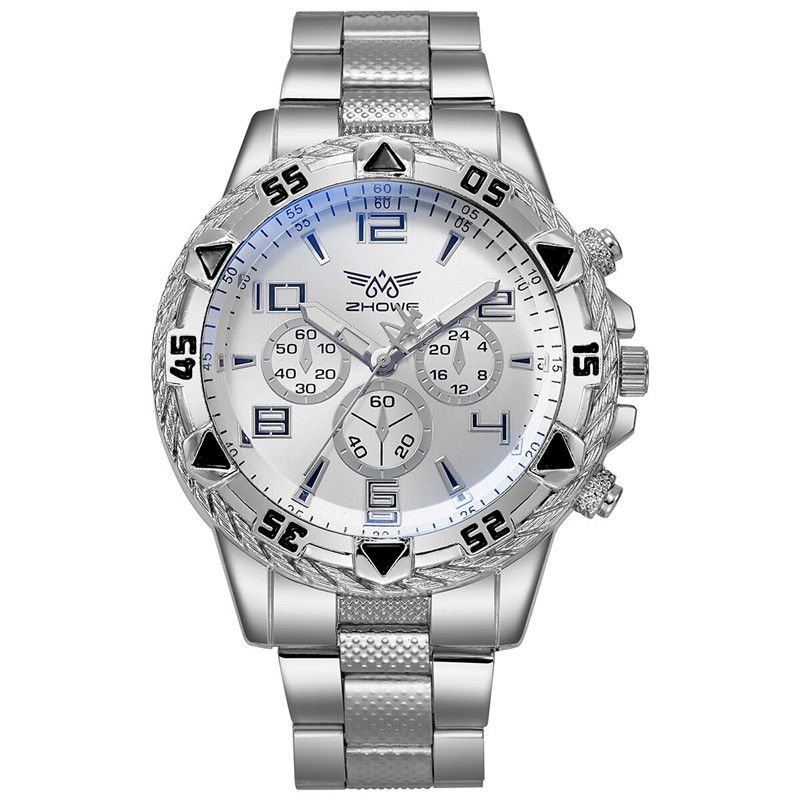hot-selling watch blue light glass men's watch steel band quartz watch digital scale three-eye watch_voghion.com