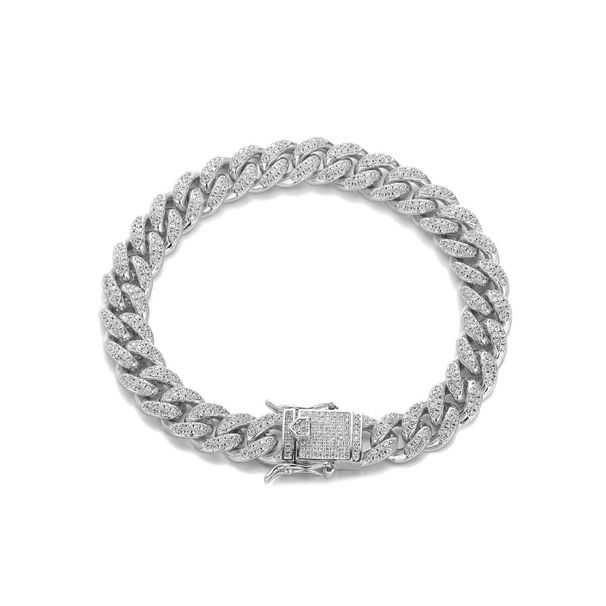 Chain Necklaces Hip Hop Style 10mm Double Row Zircon Cuban Chain Full Diamond Bracelet Trendy Brand Zircon Bracelet Men's Jewelry_voghion.com