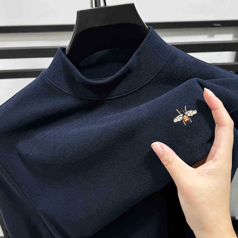 Premium Double-Layer Fleece Sweatshirt For Men – Slim-Fit Thermal Base Layer With Brushed Micro Velvet Interior, Semi-Turtleneck Winter Pullover_voghion.com
