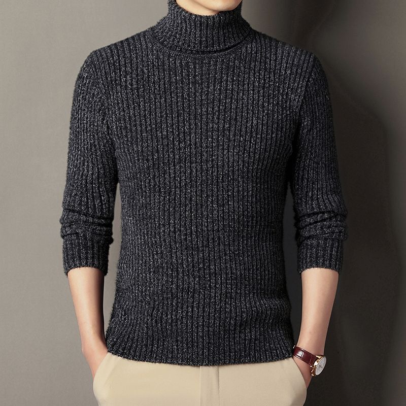 Maglione a collo alto da uomo per uomini di mezza età in autunno e inverno, maglione con risvolto spesso, caldo e confortevole_voghion.com
