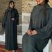 Elegantes muslimisches Abaya-Kleid – schlichter langärmeliger Kaftan mit versteckten Knöpfen und verzierten Details (Dunkelgrün, S-XXL)_voghion.com