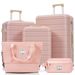 Ensemble de valises rigides en ABS rose avec roulettes pivotantes et cadenas, tailles M-L-XL, trousse de toilette incluse_voghion.com