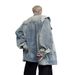 Fashion Denim Men's Autumn American Fashion Brand Washed Zipper Design Loose Casual Workwear Jacket_voghion.com
